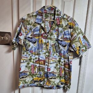 Vintage Route 66 Car & Pin Up Print Hawaiian Shirt